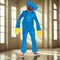 Kids Classic Poppy Playtime Huggy Wuggy Costume Blue Jumpsuit Headpiece